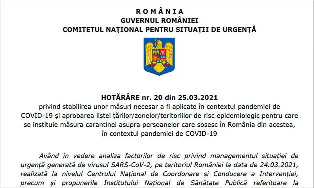 Hotărârea nr. 20 din 25.03.2021 a CNSU