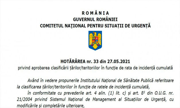 Spania intră pe lista verde conform Hotărârii nr.33 din 27.05.2021