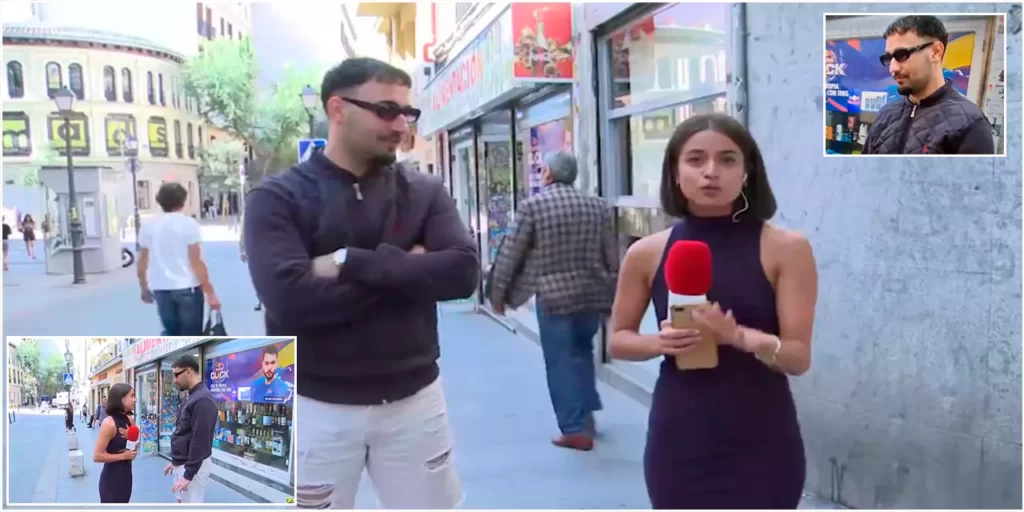 Român arestat la Madrid după ce i-a atins fundul unei reporterițe TV în direct