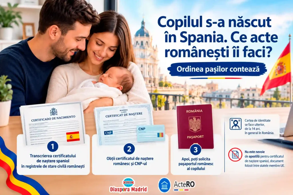 Copilul s-a născut în Spania. Ce acte românești îi faci, în ce ordine — și de ce ordinea contează